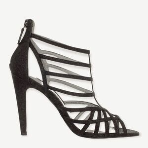 Nina New York Black Strappy Caged Stiletto Heels